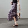 SOFSIL 2026 Summer Retro Elegant Plaid Midi Skirt