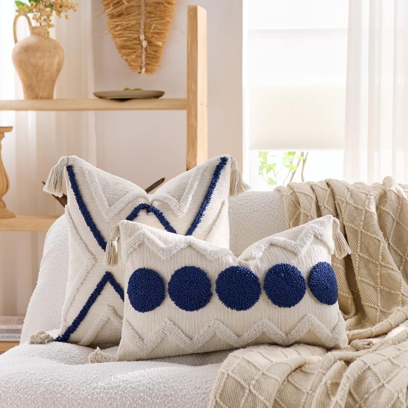 Weiche Chenille-Tufting-Kissenbezüge Boho Bauernhaus Kissenhülle mit Quasten für Haus Wohnzimmer Bett Sofa Dekor