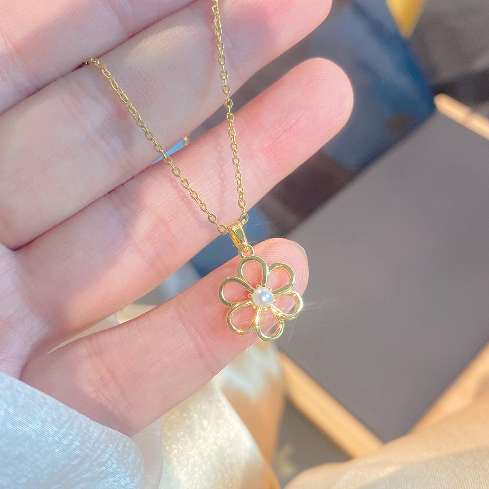 Light Luxury Full Diamond Inlaid Zircon Titanium Steel Clavicle Chain Fairy Versatile Delicate Necklace Gift for Girlfriend