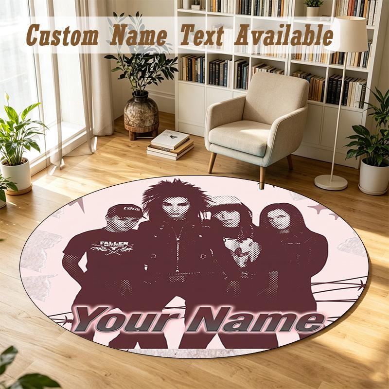 Round Rug Custom NameTokio Hotel Pattern Non Slip Carpet Home Floor Decor
