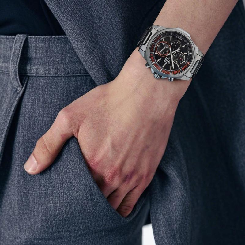 CASIO EDIFICE series, thin, simple and waterproof, Quartz, Steel Strap, , 49.3mm men's watch, black dial EFR-S572YDC-1AUPR