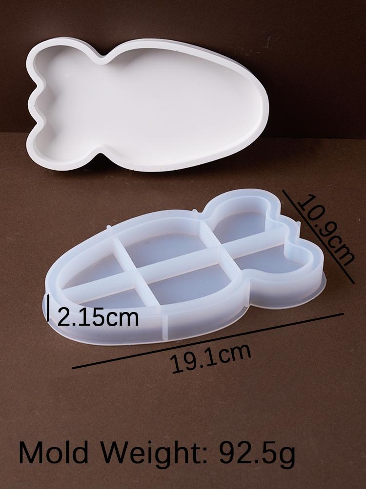 

3D Rabbit Carrot Storage Tray Silicone Mold DIY Jewelry Display Plate Casting Molds Plaster Resin Coaster Craft Making Home Deco