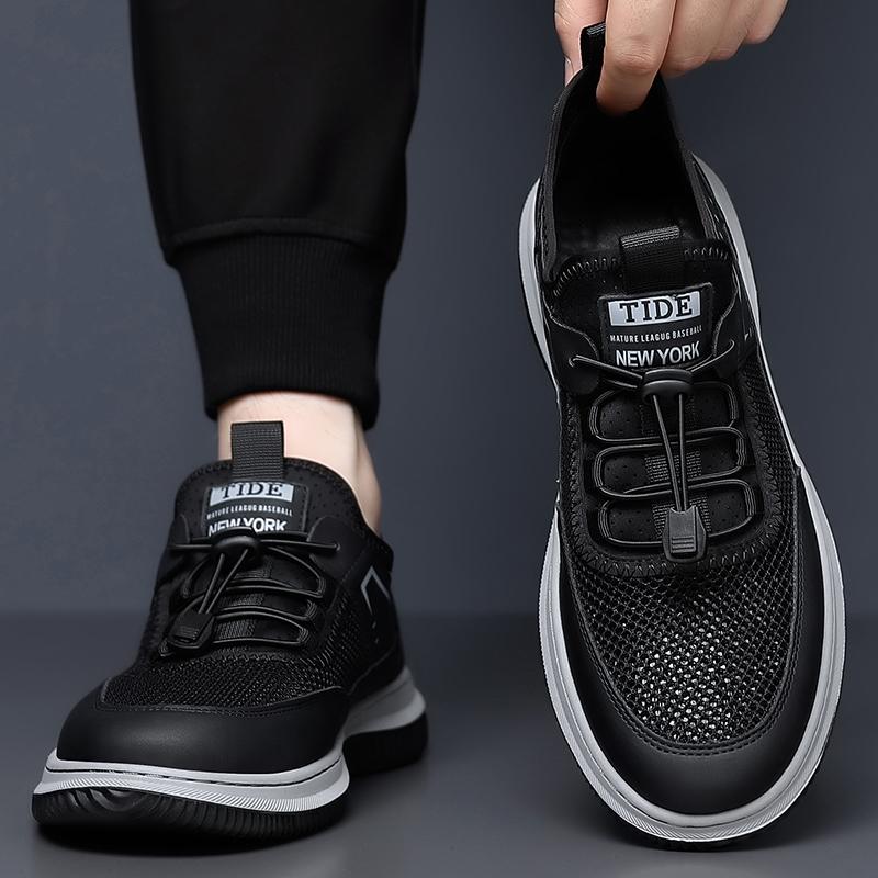 Sneakers Comfortable and breathable classic style design Outdoor leisure sports walking Trendy men's daily shoe Black white gray
