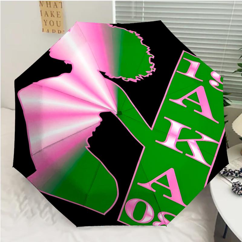 AKA logo9 Print Automatic Umbrella, 8 Rib Iron Frame, Plastic Handle, Suitable for Outdoor Travel &Daily , Ideal Gift