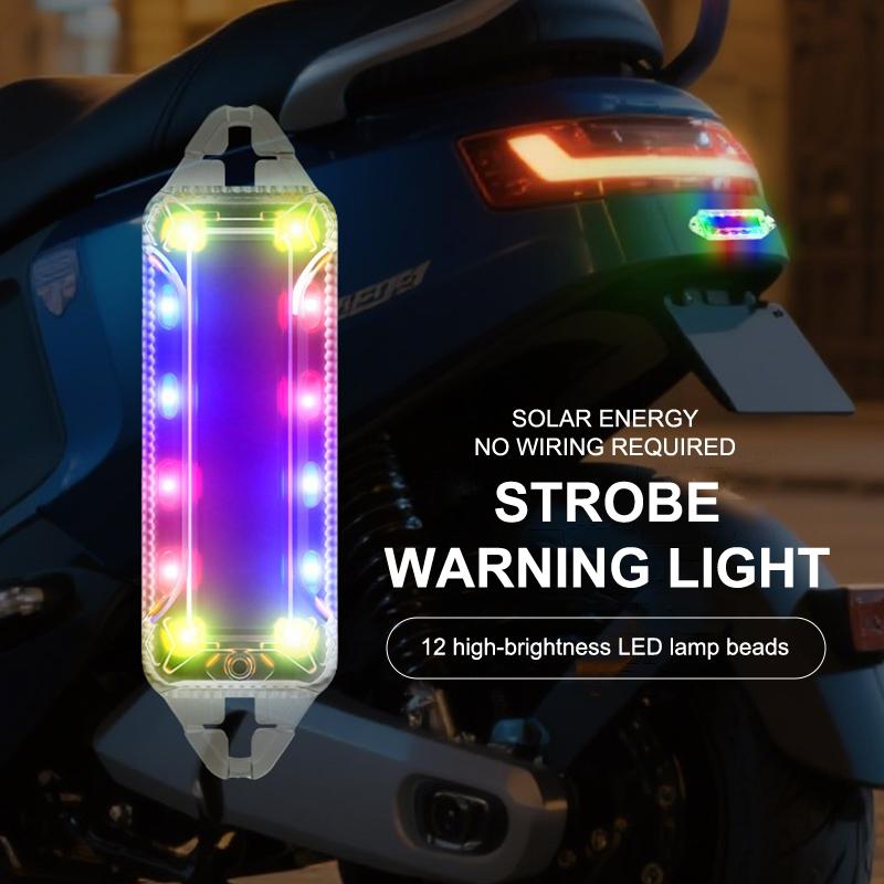 Motorcycle Solar Warning Light Car Rear Collision Prevention Strobe Light Night Electric Vehicle Bicycle Led Tail Flashing Light