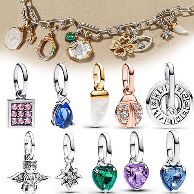Colorful Me Series Purple Chakra Heart Mini Charm Fit Brand Me Bangle Copper Anchor Mini Charm Women Fine Jewelry