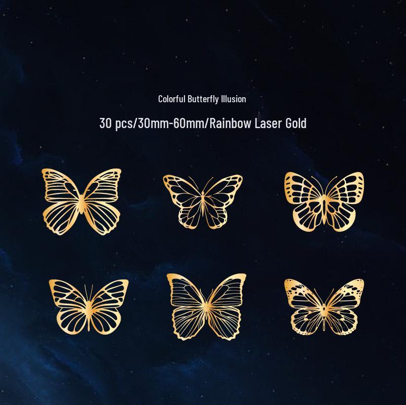 Sugar Poem Hot Stamping PET Sticker Pack: Butterfly Star Dream Series - DIY Decorative Stickers with Hollow Butterfly Design.