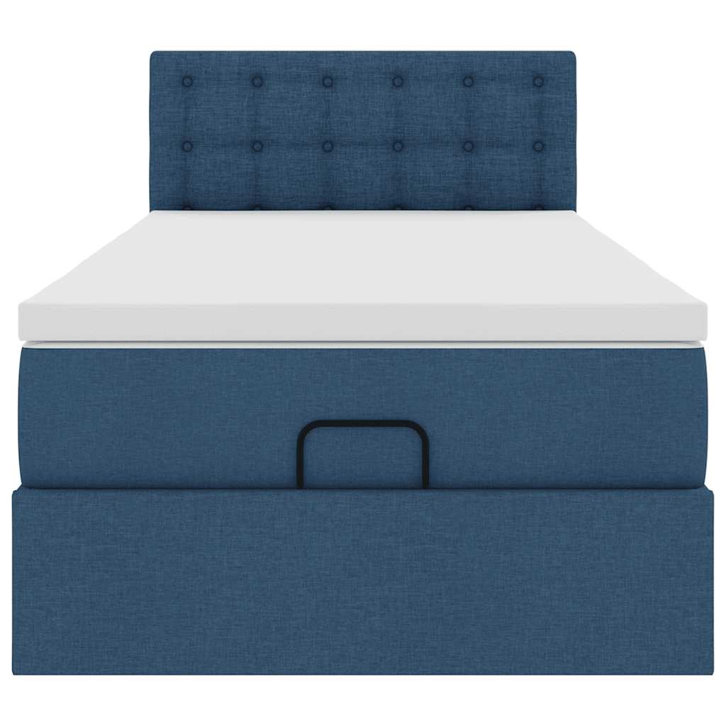 Ottoman Bed with Mattress Blue 90x200 Cm Fabric