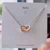 18K Rose Gold Plated Titanium Steel Double Ring Necklace - No Fade, Dainty Clavicle Design for Women