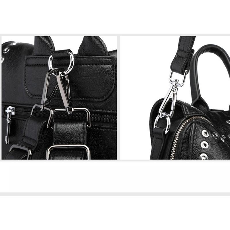 Luxury Women Genuine Leather Backpack Rivet Multifunctional Shoulder Bag Female Retro Travel Bag Teenage Girls Fashion Schoolbag
