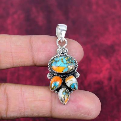 Orange Spiny Oyster Pendant, 925 Sold Sterling Silver Gemstone Jewelry, Handmade Pendant Amazing Jewelry, Gift For Her