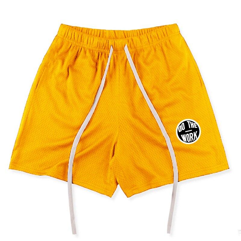 

Muscleguys Новое поступление, мужские летние сетчатые быстросохнущие шорты, модные спортивные шорты для фитнеса, бодибилдинга, тренажерного зала, дышащие шорты для бега XXL жёлтый