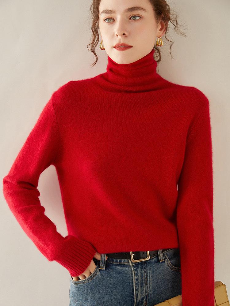 Cashmere Stack Collar Sweater: 2025 Autumn/Winter Women's Loose Slimming Korean Style Pullover Base Layer.