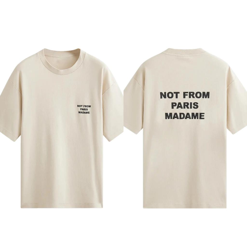 Letter Flower Print Log TShirt Slogan Not From Paris Tops Men Women Oversized Tshirts Casual Cotton Short Sleeve Male Tees