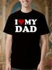 I Love My Dad Red Heart Graphic Cotton Tshirt - Black Wit...