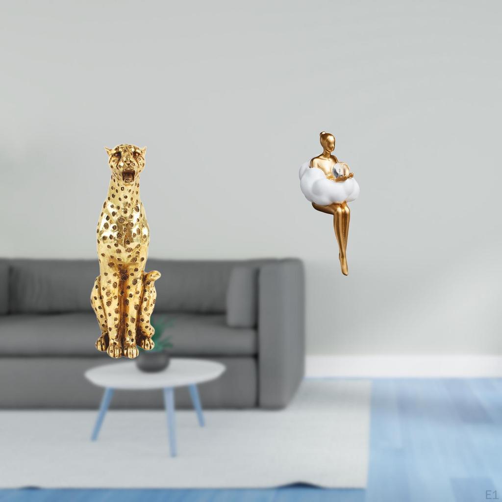 Girl Figurine Abstract Animal Sculpture Creative Tabletop Ornament Resin Character Statue Decorative