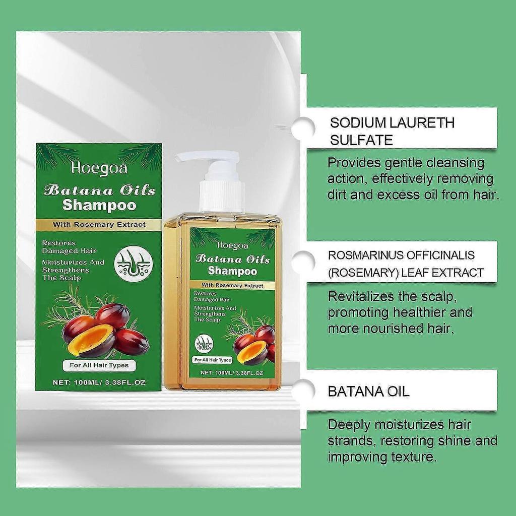 Batana Oil Shampoo with Rosemary Extract, Nourishing & Regenerating, Soft, Volumizing and Fluffy, Reduce Hair Loss Shampoo for Men & Women