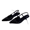 StarKeLa design pointed heels, toe sandals, spring new riveted back strap French shoes