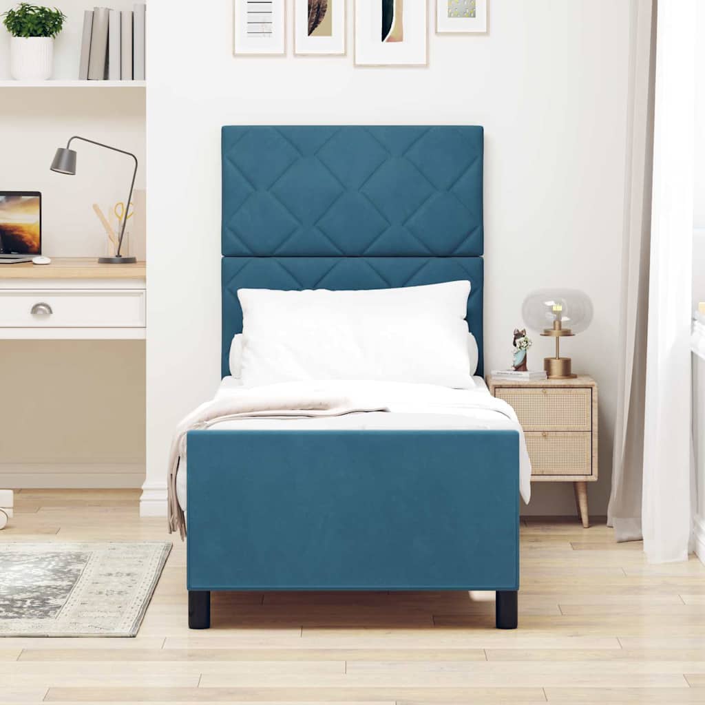 Boxspring Bed with Headboard Dark Blue 80 X 200 Cm Velvet