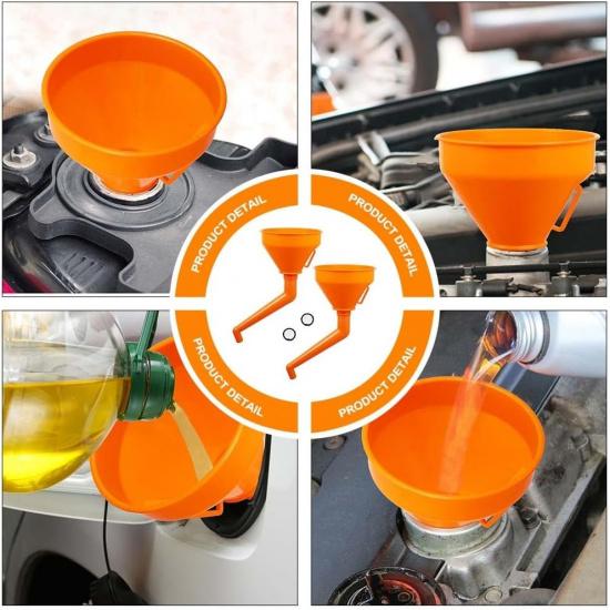 VICASKY Automotive Funnels Right Angle Funnel No- Spill Multi- Function Plastic Long Neck Oil Funnel Extension Car Funnel General Motorcycle Filling