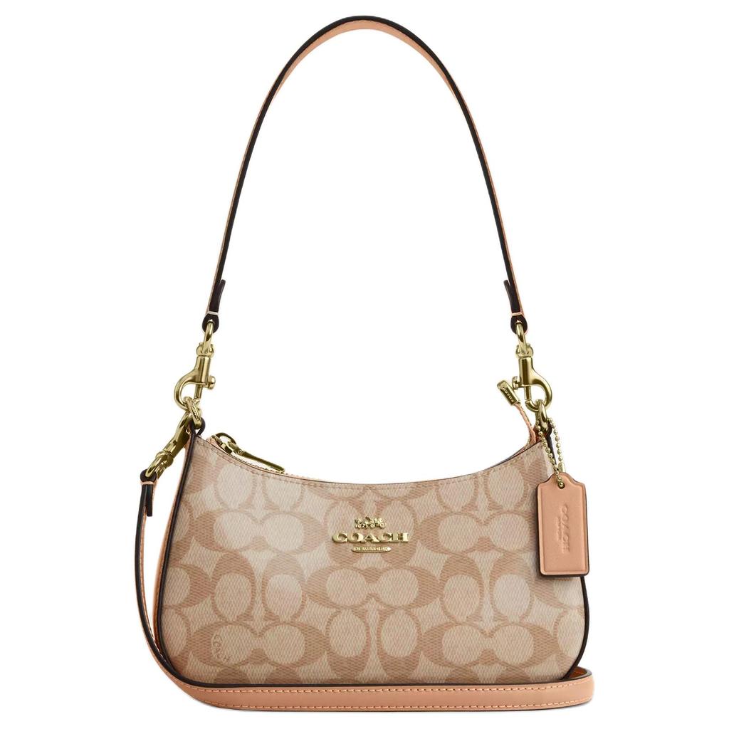 Coach Teri 19 Borsa a Mano/Crossbody a Spalla con Logo a Lettere su Tela Rivestita Mini Borse da Donna Beige CAJ93-IMEQO