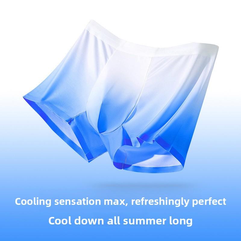 Men's Thin Summer Style Gradient Color Antibacterial Ice Silk Cool Feel No Trace Flat Angle Briefs