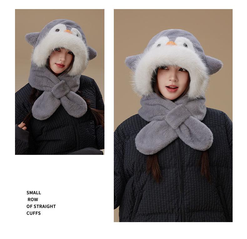 Cozy Penguin Hat & Scarf Set: Warm Fleece, Versatile Winter Wear