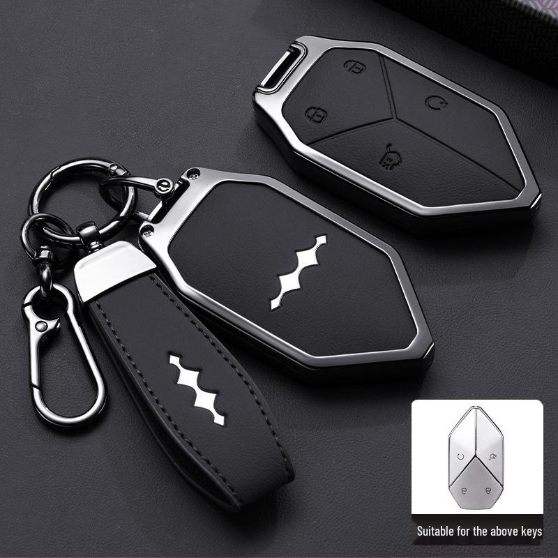 Equation Leopard 5 Key Case: Leopard Five Aluminum Alloy with Goatskin Shell Full Coverage Buckle New Model for Men