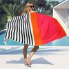 1pc Large Coastal Striped Beach Towel - Super Absorbent Quick-Dry Microfiber, Lightweight Bath & Yoga Towel for Travel, Parties