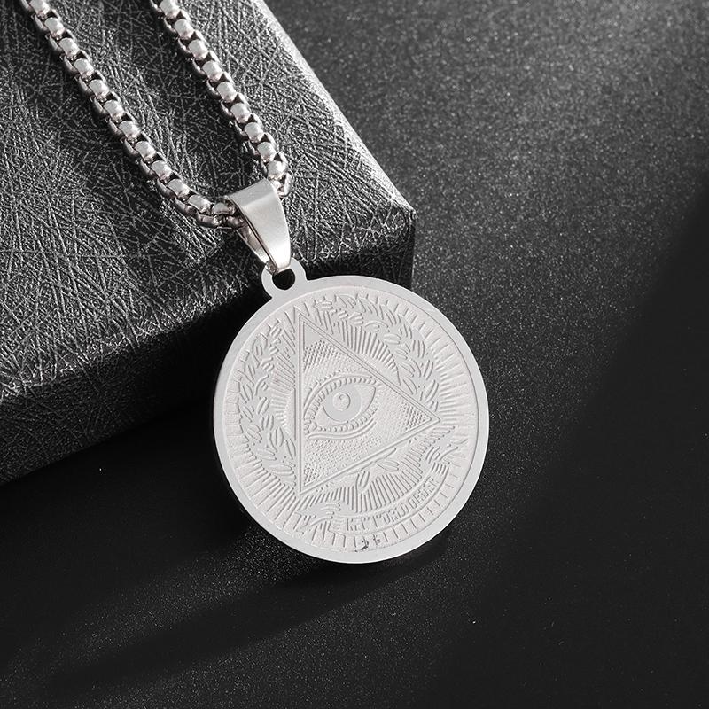 Exquisite Edelstahl beliebte Auge des Horus Medaille Halskette ägyptischen Totem Medaille Anhänger Männer Frauen Amulett Schmuck