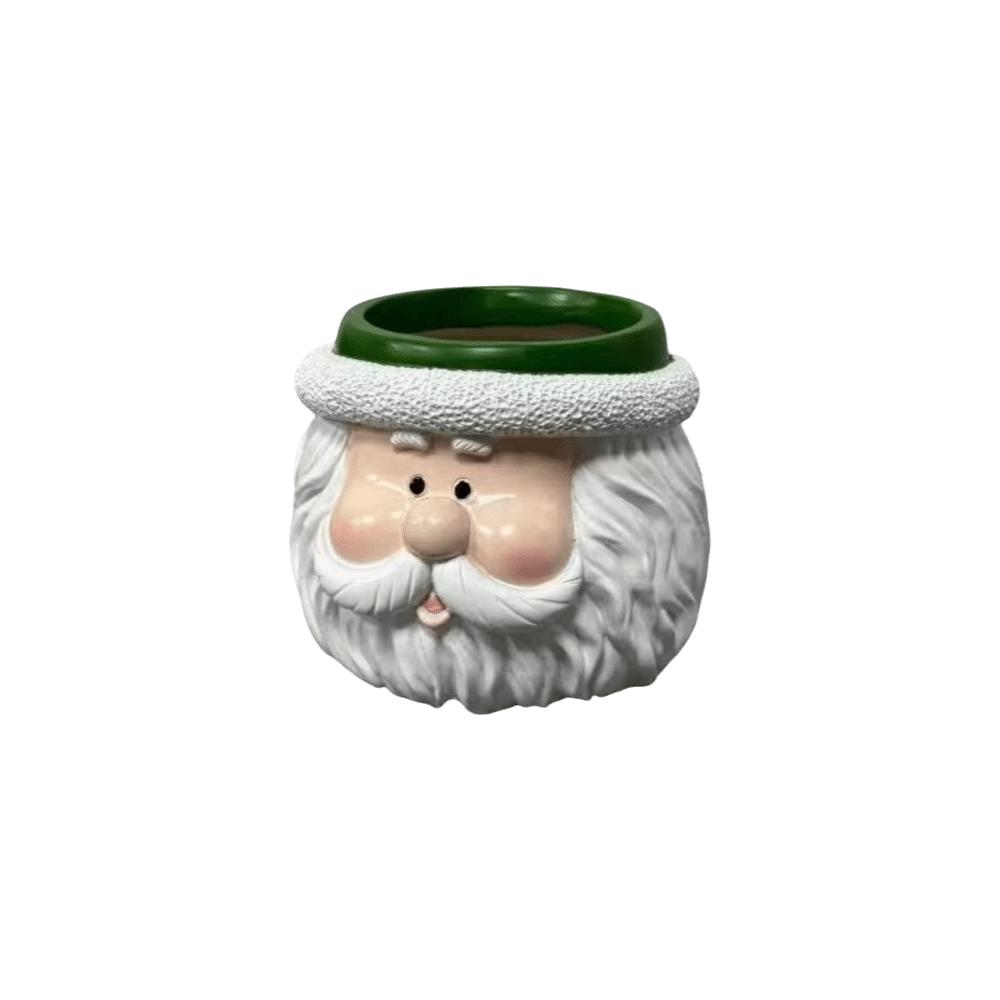 Resin Christmas Ornaments Cartoon Tabletop Plant Planter Santa Claus Flower Pot  Home