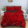 Floral Duvet Cover Set Full Size 3D Red Rose Bedding Set Microfiber Romantic Flowers Quilt Cover Wedding Valentine's Day Decor