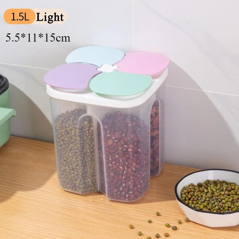 

Кухонный ящик для хранения круп, пластиковый 4 решетки, герметичная банка для круп, контейнер для пищевых продуктов, влагостойкий зерновой резервуар, коробка для хранения спагетти в свежем виде