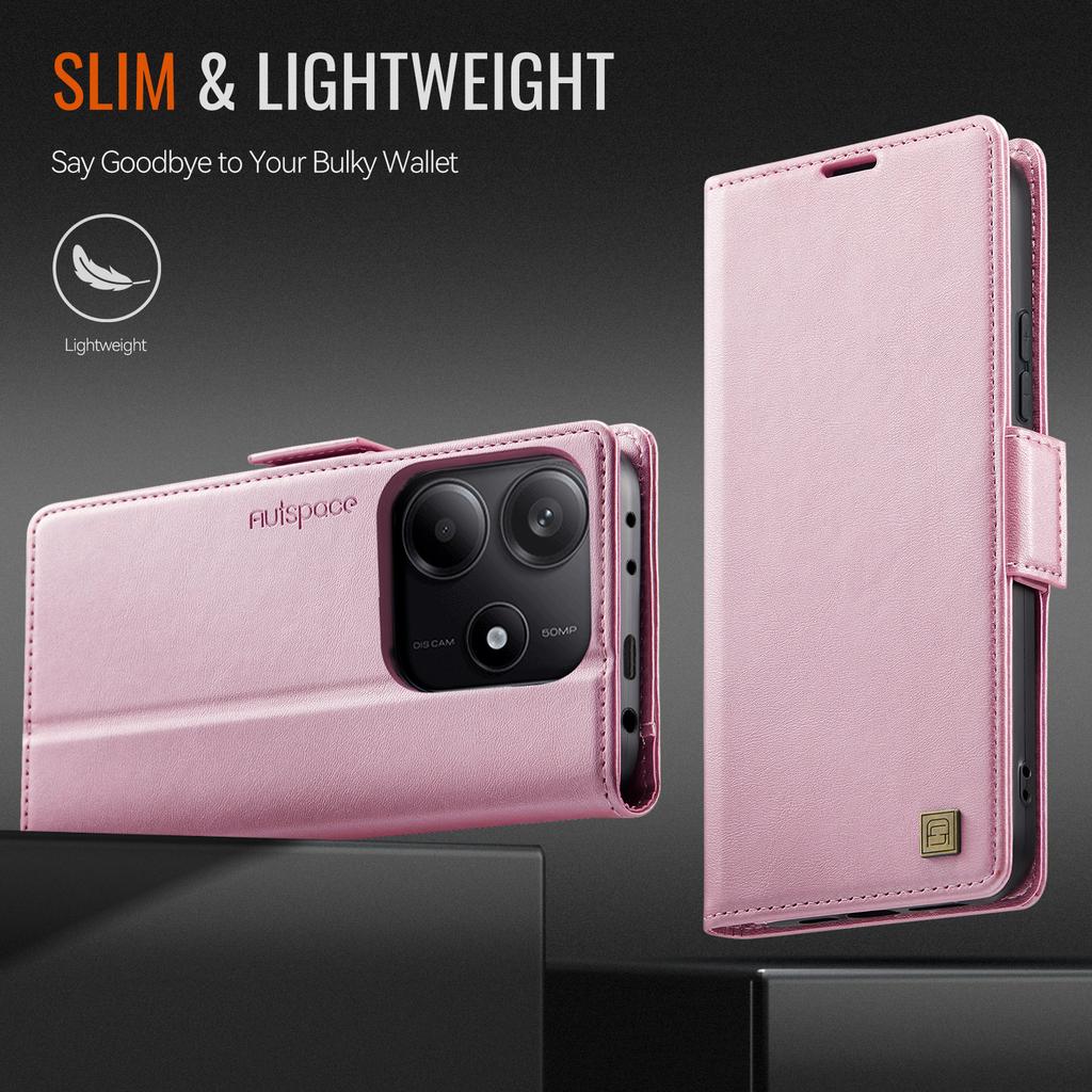 For Xiaomi Redmi Note 14 5G Case AUTSPACE A11 RFID Blocking Retro Leather Cell Phone Wallet Cover