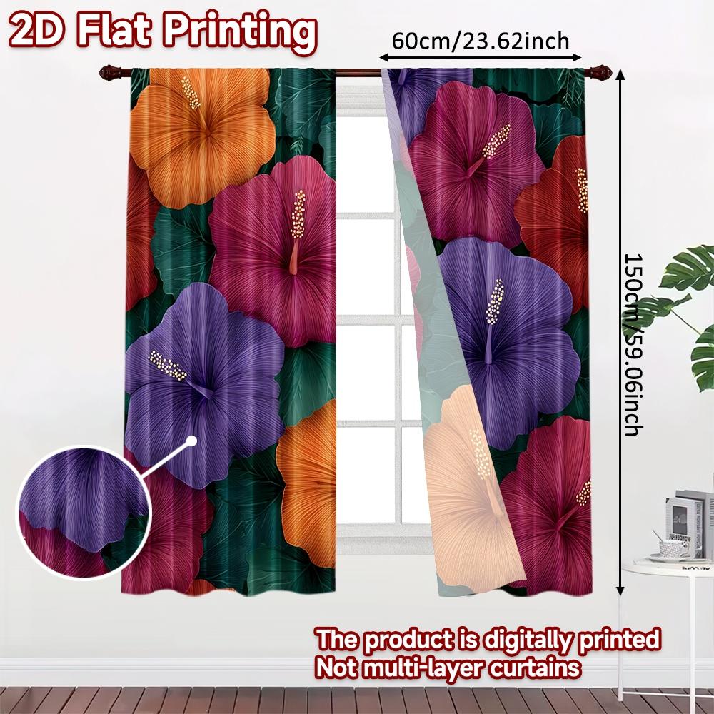2D FLAT PRINTING 2pcs Curtains (Without Rod) Floral Harmony in Vibrant Colors April Fools is Day holiday curtains Durable