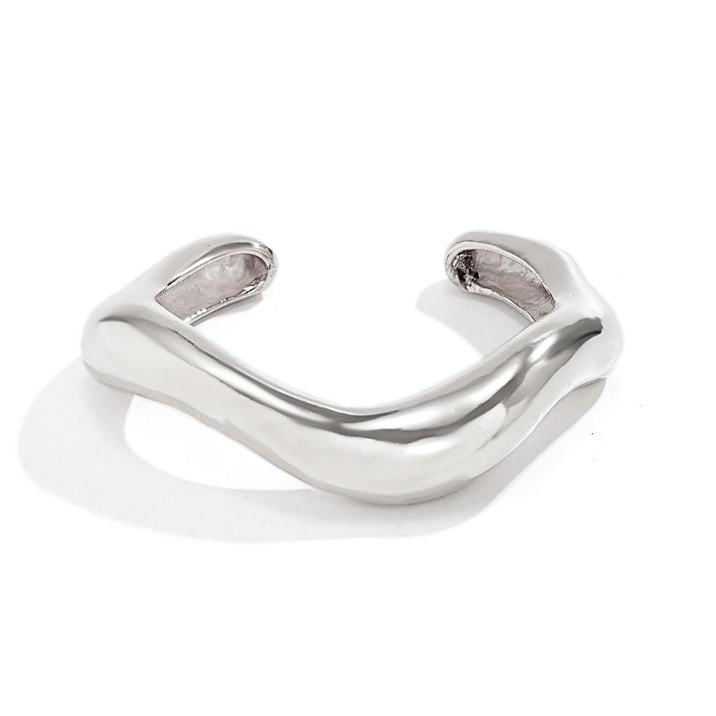 Vintage Pearl Wide Cuff Bangles Men Hip Hop Punk Silver Color Geometric Spring Bangles For Women Bracelet Jewelry