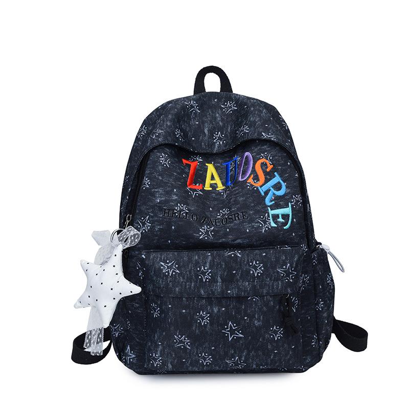 Schoolbag new American retro backpack female embroidery letter simple travel backpack male junior high school high school student schoolbag female