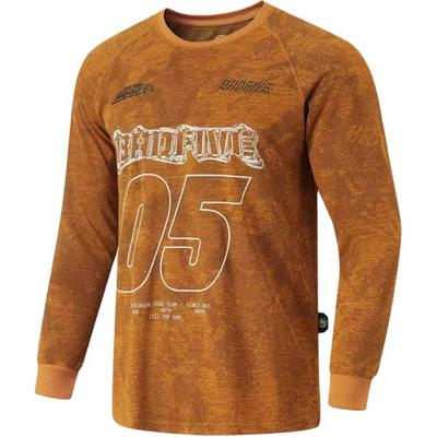 Li Ning Allover-Print Buchstaben Rundhals Atmungsaktiv Vielseitig Langarm T-Shirt Herren Tops Sandstaub-Orange ATLU077-3