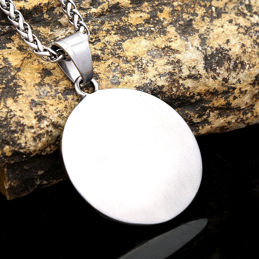 European and American Vikings Golden Wolf Head Triangular Rune Pendant Male Tide Personality Versatile Stainless Steel Necklace Jewelry