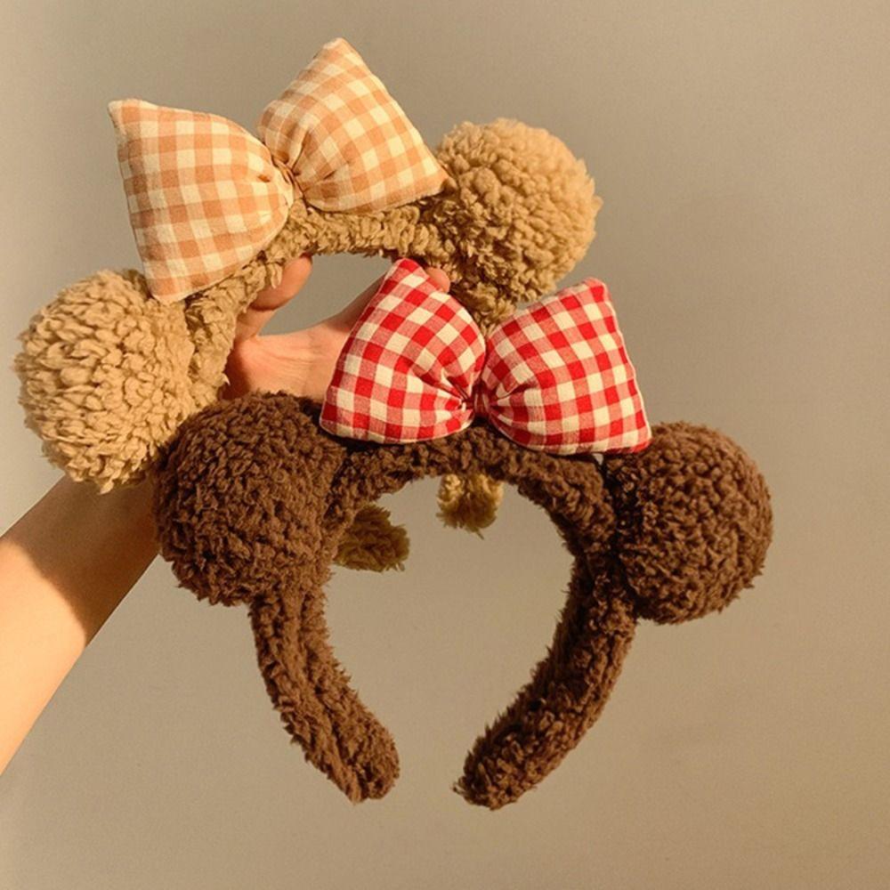 

Решетка с кошачьими ушками и бантом, повязка на голову, плюшевые повязки для волос с мультяшными ушками, каваи, обруч для волос с медвежьими ушками, детский обруч