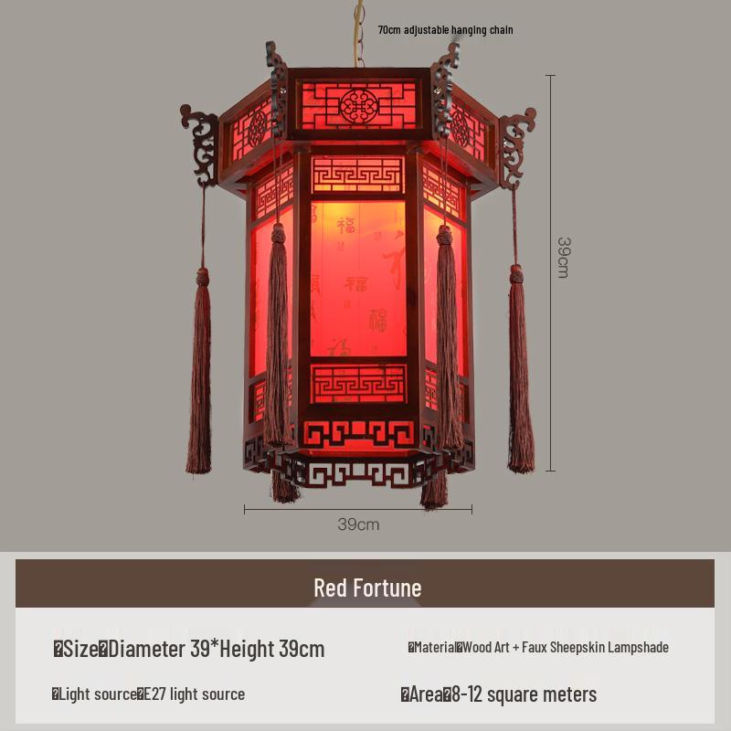 Классический китайский шестиугольный дворцовый фонарь - подвеска из красной овчины для виллы, отеля, чайного дома, ресторана, зала предков