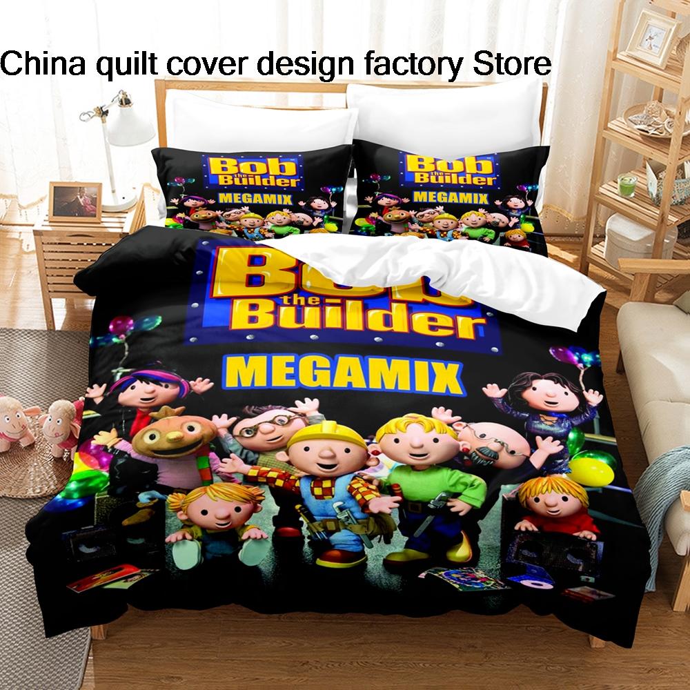 Süßes Bob der Baumeister Bettwäsche-Set 3D-bedruckte Bettbezug Kissenbezug Für Kinderzimmer Heimtextilien Einzelbett Doppelbett Queen King Größe