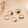 Feng Blogger Has The Same Imitation Emerald Geometric Diamond-Set Ring 5-Piece Set, Full Of Diamond Rings.