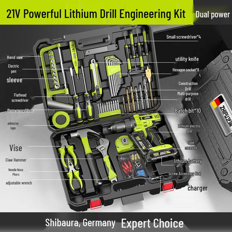 Toolbox Set: Electric Drill & Screwdriver Combo for Home Repair