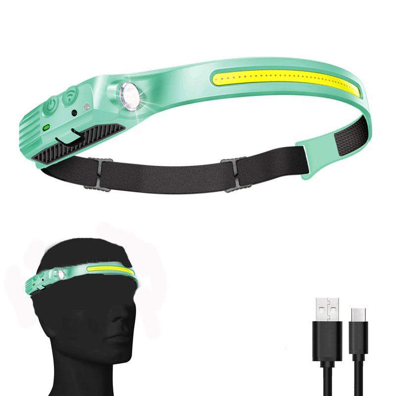 1PC/2PCS Built-in Battery Rechargeable Headlamp 5 Lighting Modes Super Bright Induction Headlight LED COB Waterproof Headlight