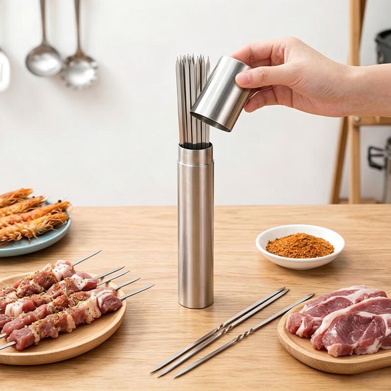 Xingfang Reusable Stainless Steel BBQ Skewers, 50 Pcs