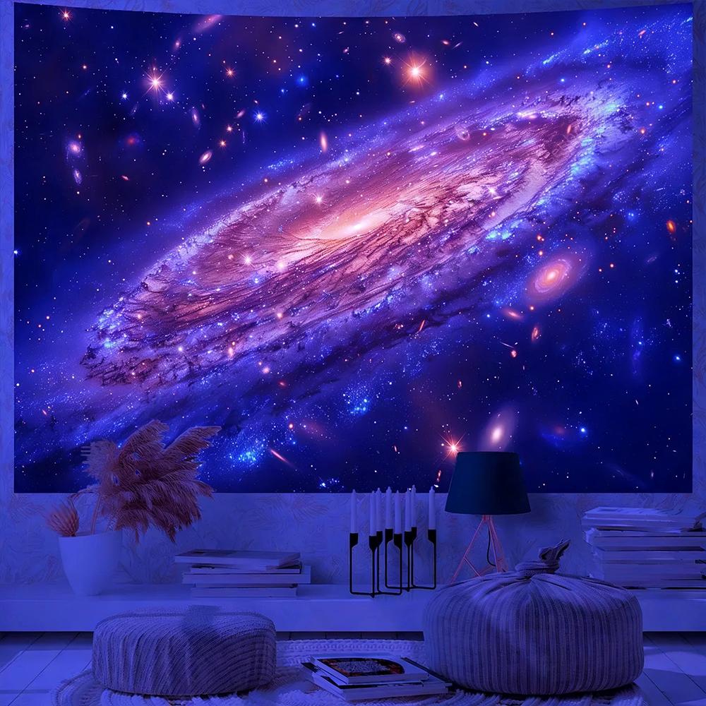 Glowing Cosmic Galaxy Tapestry Uv Reaction Tapestry Background Decoration Wall Hanging Bedroom Party Decoration