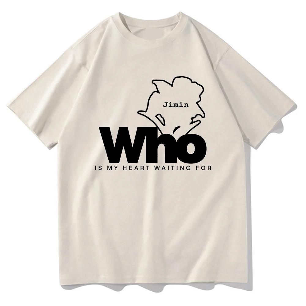 Jimin Muse Who T Shirt New Fashion UnisexWomen Letter Print Is My Heart Waiting for Tshirt Unisex Vintage Tees Shirts Korea