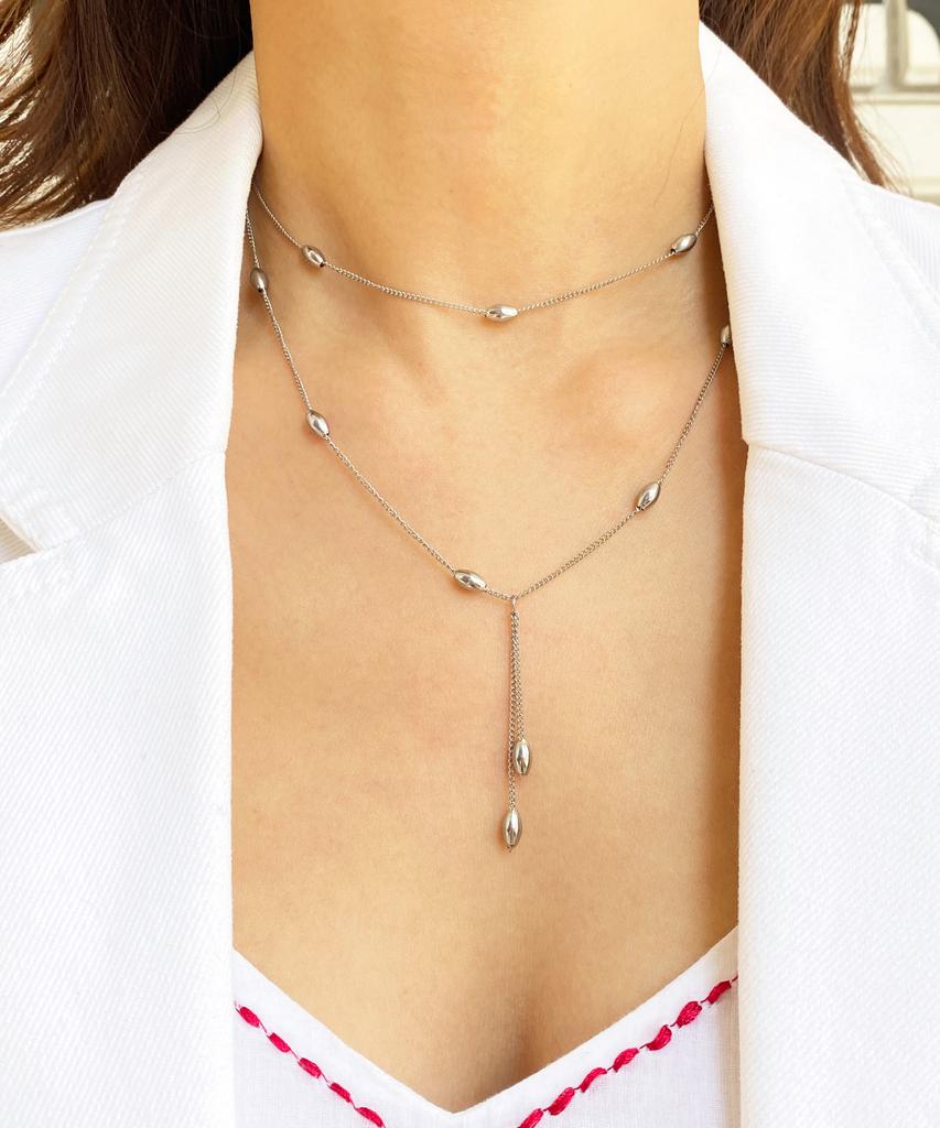 Lazy N Crazy Ball Chain 2 Drop Necklace