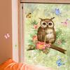 New Owl Flower Branch Wall Stickers Living Room Glass Window Home Decorration Mural Bedroom Decor Self Adhesive Animal Decals